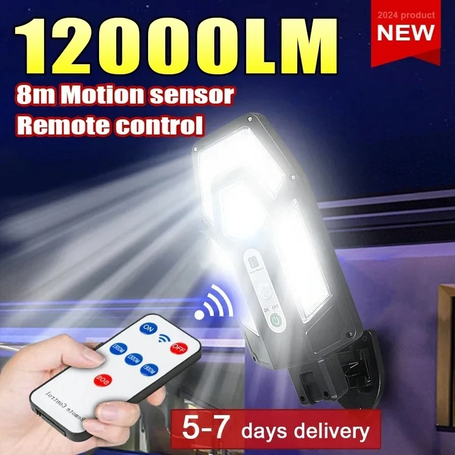 Outdoor Lighting Construction - 12000LM مصباح الجدار الشمسي القوي مع