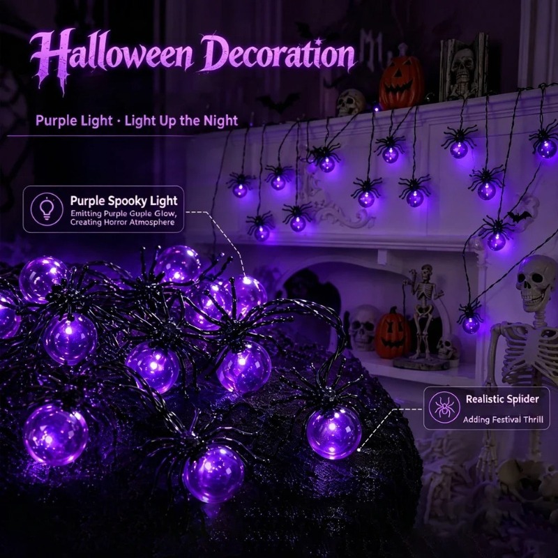 أضواء LED على شكل عنكبوت تعمل  - مراجعة Outdoor Lighting Decoration وسعره